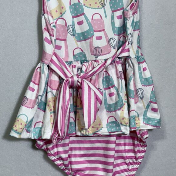 Pete + Lucy Baking Beauty Pink Blue Bubble Bodysuit Romper Girl's Size 18-24M - Picture 8 of 9